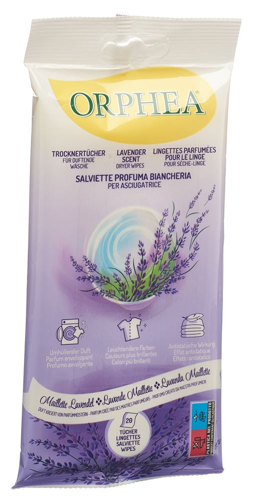 Foglietti per asciugatura Orphea al profumo di lavanda 20 pezzi