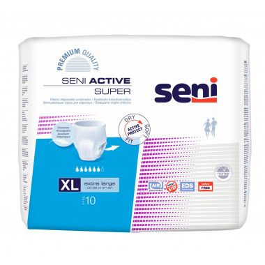 Seni Active Super Pants pantaloni monouso XL traspiranti circonferenza fianchi 120-160cm 6 gocce 6 x 10 pezzi