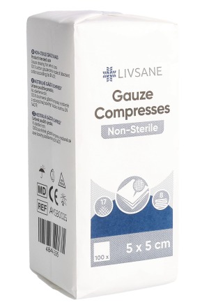 Livsane garza compressa 5x5cm non sterile 100 pezzi