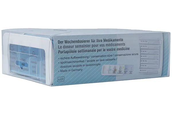 Anabox Medidispenser compatto 7 giorni azzurro 4 scomparti Tedesco/Francese/Italiano