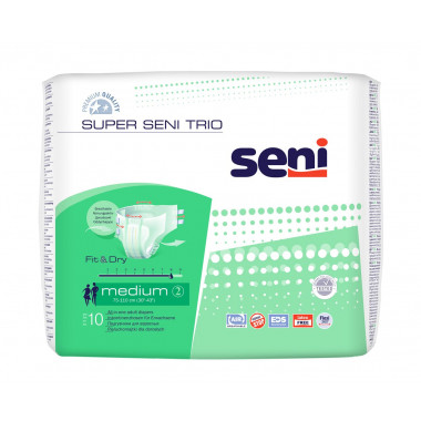 Super Seni Trio pantaloni pannolino M traspiranti circonferenza fianchi 75-110cm 8 gocce 10 pezzi