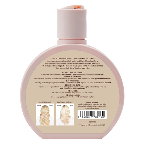 Glaze gloss sublimante per capelli nel colore biondo cenere Pearl Blonde 190ml