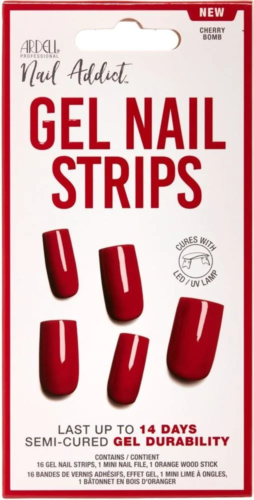 ARDELL Nail Addict Gel Strips Cherry Bomb 16 pezzi