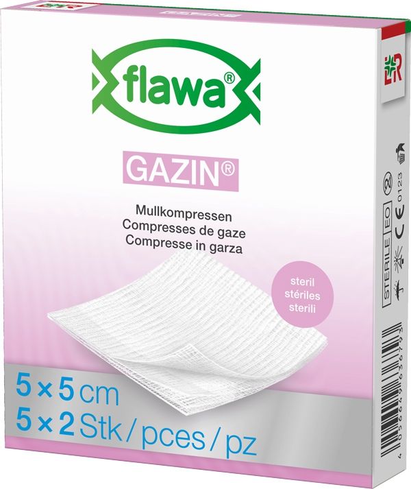 Flawa Gazin compresse di garza 5x5cm sterili 5 x 2 pezzi