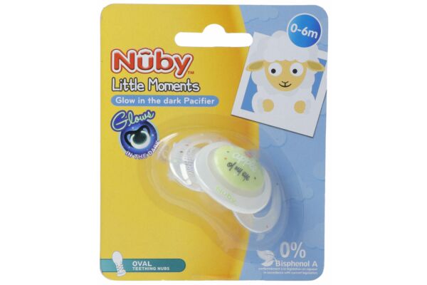 Ciuccio luminoso Nuby Little Moments 0-6 mesi forma ovale