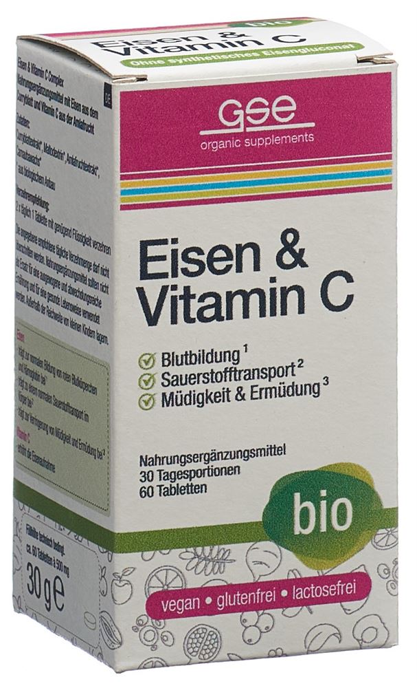 GSE Ferro+Vitamina C Complesso Compresse Vetro Biologico 60 pezzi