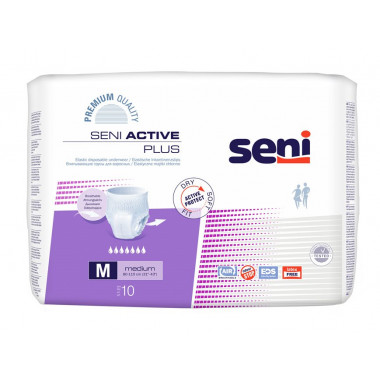 Seni Active Plus Pants Pantaloni monouso M traspiranti Circonferenza anca 80-110cm 7 gocce 10 pezzi