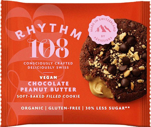RHYTHM108 Biscotto morbido al cioccolato e burro di arachidi ripieno 50g