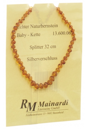 MAINARDI ambra naturale 32cm grana chiusura in argento