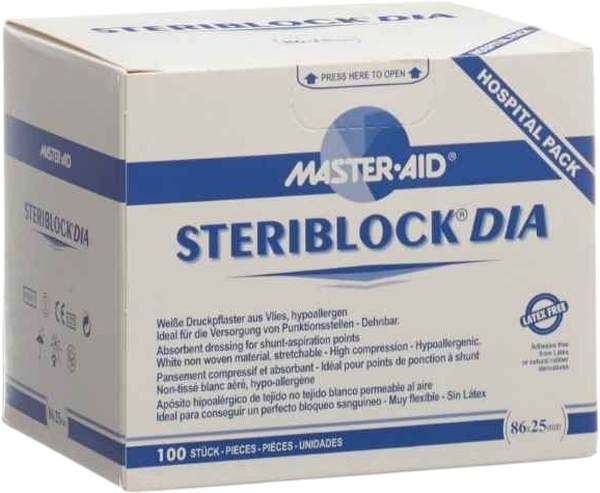 STERIBLOCK cerotti in tessuto non tessuto 86x25mm sterili 100 pezzi