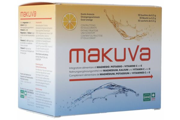 Makuva al gusto di arancia con magnesio, potassio e vitamina C ed E 30x 6,5g