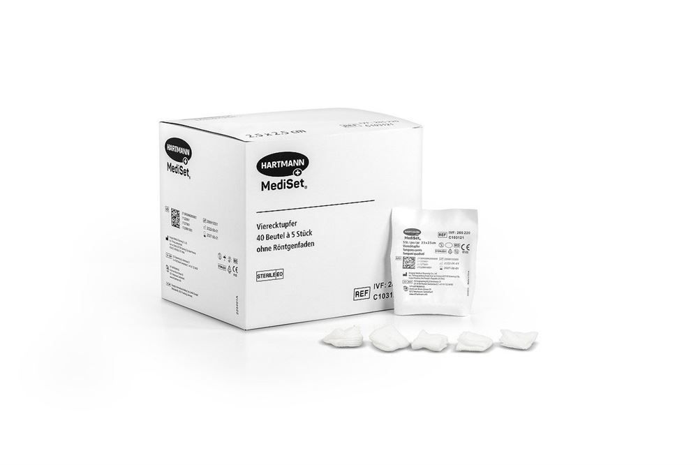 MEDISET tampone quadrato 2,5x2,5 cm st 40 Btl 5 pezzi