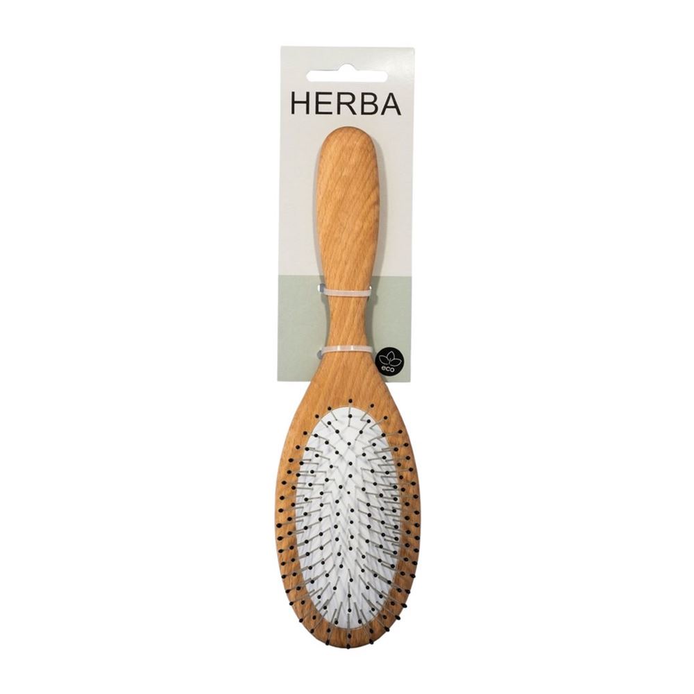 HERBA spazzola per capelli in metallo perni piccoli in legno di faggio FSC