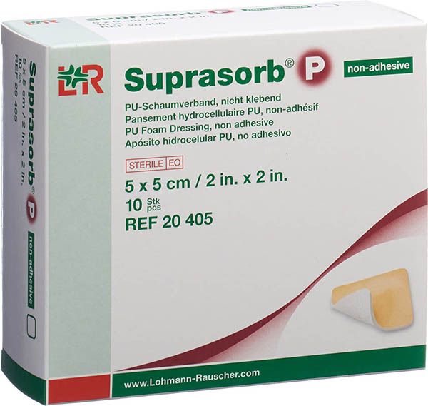 Medicazione in schiuma Suprasorb P 5x5cm non adesiva 10 pezzi