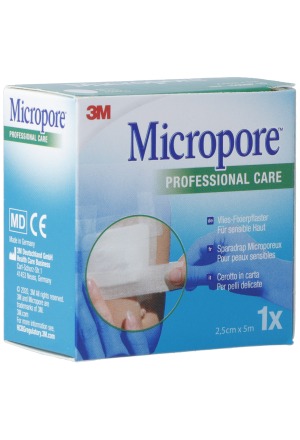 3M Micropore cerotti adesivi in tessuto non tessuto senza dispenser 25mmx5m ricarica bianca