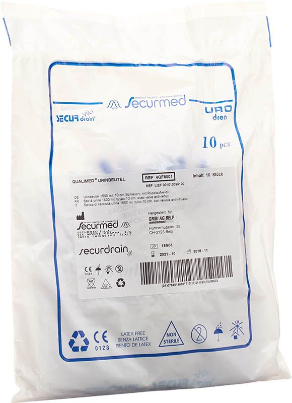 Qualimed sacchetto per urina 2l 90cm con cerniera 10 pezzi