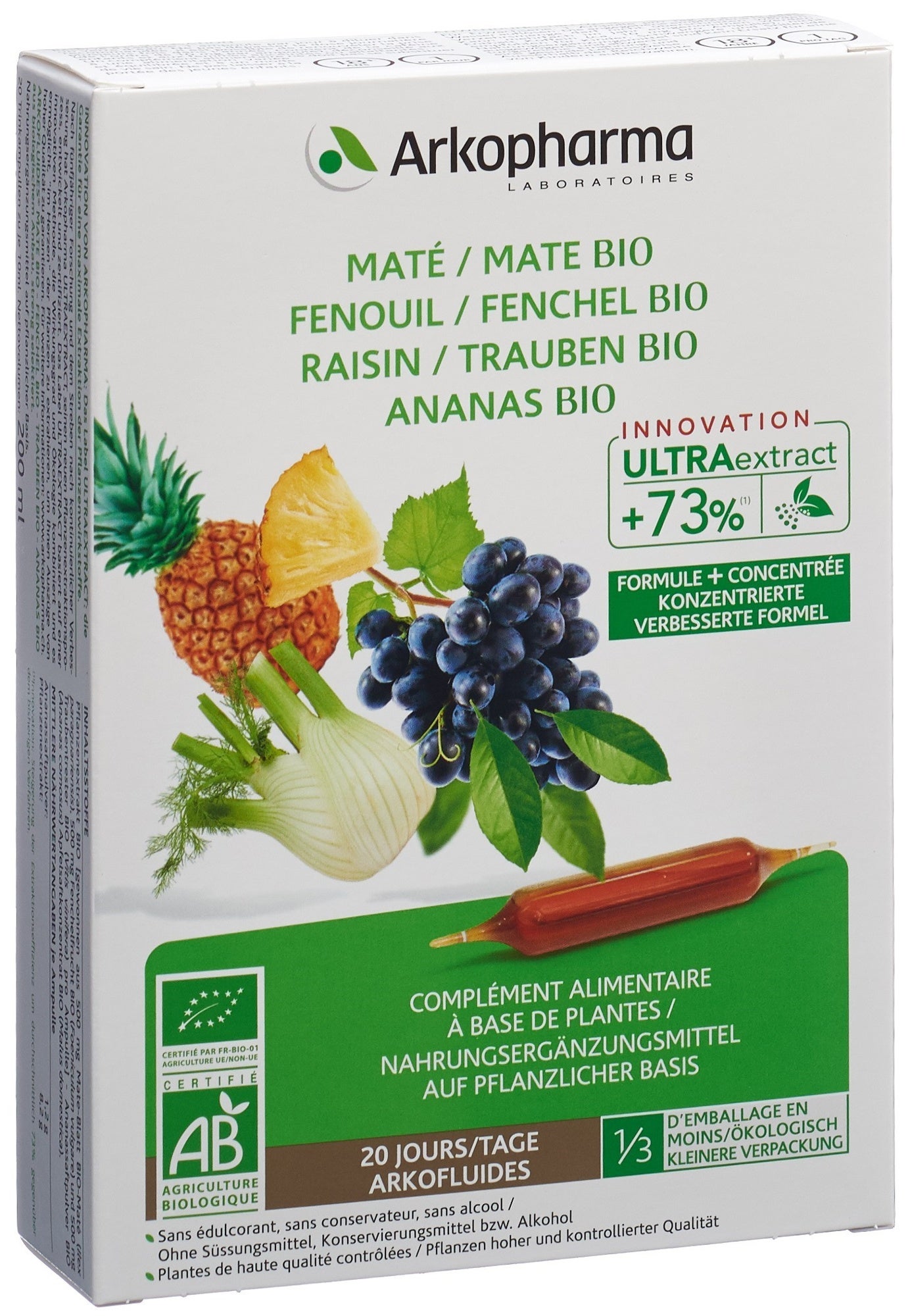Arkofluide Ananas Mate Finocchio Vino Vinaccia Biologico 20 fiale 10ml