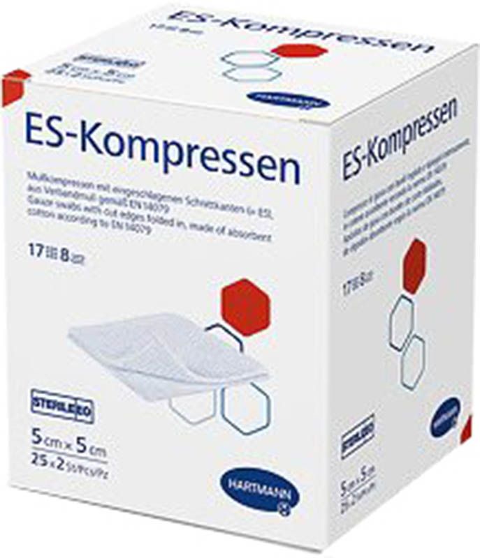 Hartmann ES compressioni tipo 17 5x5cm 8 pieghe sterili 50 x 2 pezzi