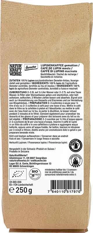 NaturKraftWerke Caffè di lupino Demeter, confezione da 250 g