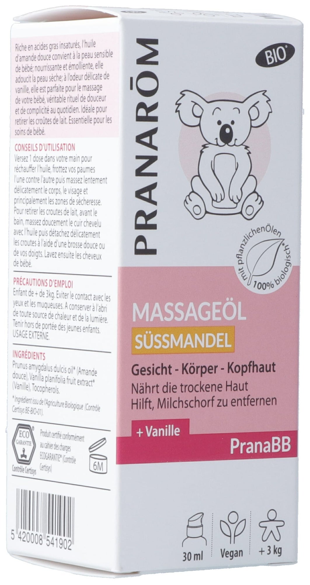PRANAROM PranaBB Olio da Massaggio Mandorle Dolci Eco Biologico 30ml