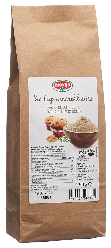 MORGA Farina di lupino dolce biologica senza glutine 250g