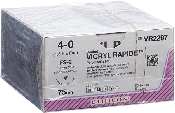 VICRYL RAPID 75 cm non colorato 4-0 FS-2 36 pezzi