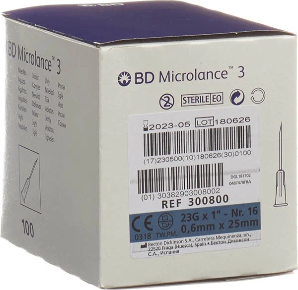 BD Microlance 3 aghi per iniezione 0,60 x 30 mm blu 100 pz