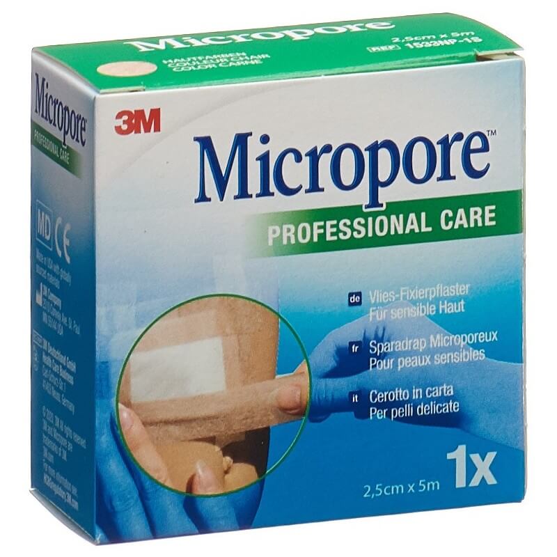 Cerotto adesivo in tessuto non tessuto 3M Micropore senza dispenser 25mmx5m ricarica color pelle