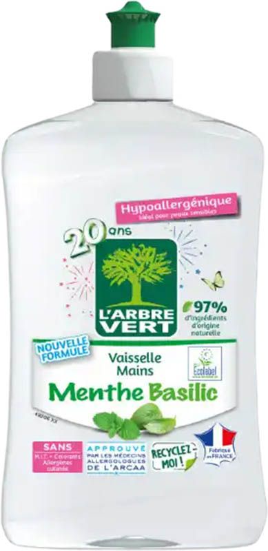 L'ARBRE VERT Liquido per piatti alla menta e al basilico 500ml