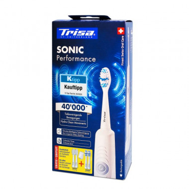 Spazzolino sonico Trisa Sonic Performance promozionale con 5 ricariche