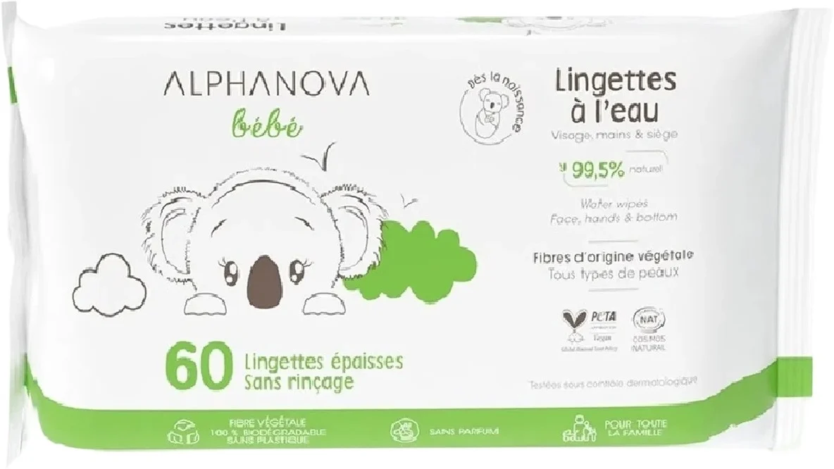 ALPHANOVA Salviette BB care acqua senza profumo 60 pz