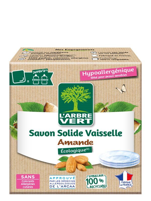 L'ARBRE VERT Sapone solido per piatti Mandorla 125g