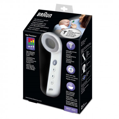 Braun termometro No touch + fronte con Age Precision BNT 400