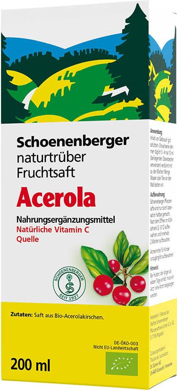 Schoenenberger Acerola succo di frutta naturalmente torbido biologico 200ml