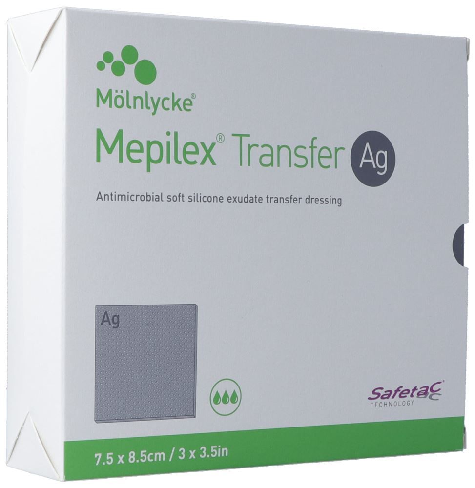 Benda di drenaggio Mepilex Transfer Ag 7,5x8,5 cm 10 pezzi