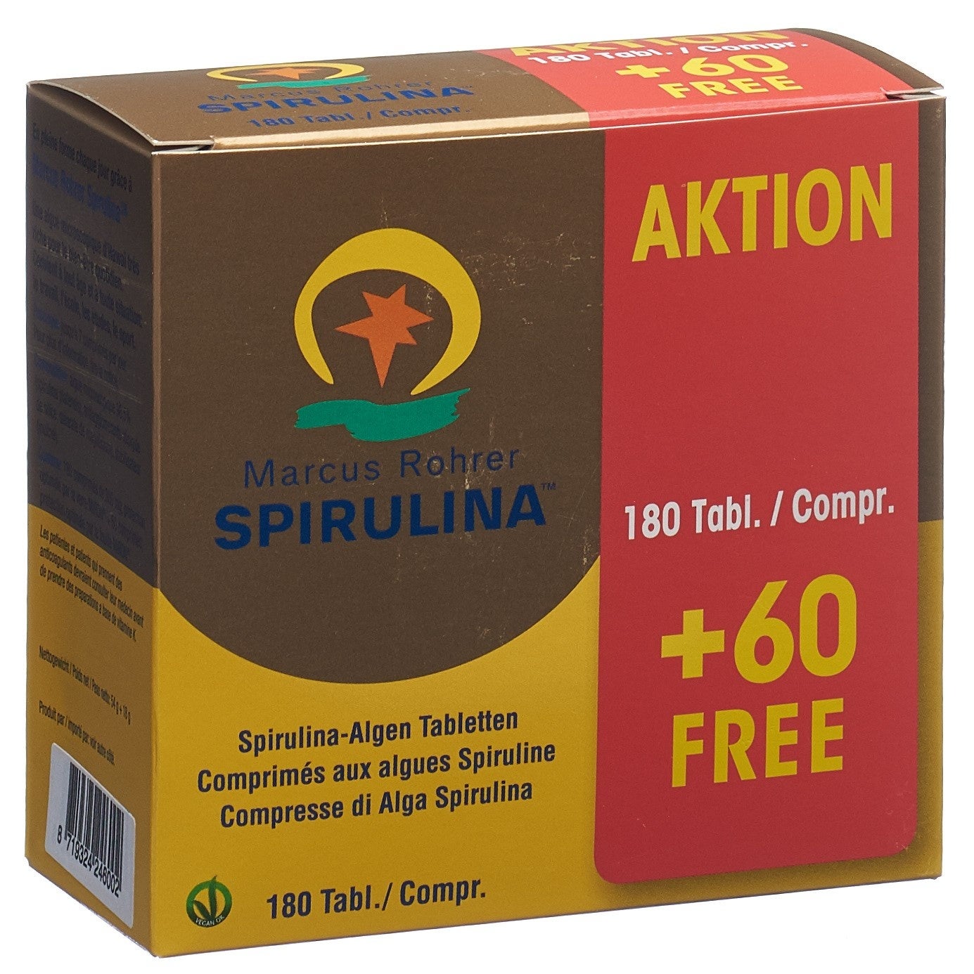 Marcus Rohrer Spirulina Compresse 180 pezzi + 60 pezzi bottiglia di vetro in omaggio