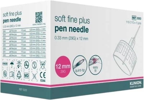 KLINION Soft Fine Pen Aghi da 12 mm 29G, 110 pezzi