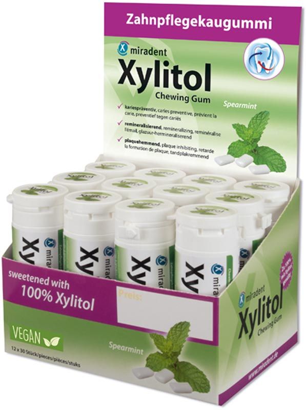 MIRADENT Gomma da masticare allo xilitolo Menta verde 12 x 30 pezzi