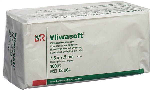 Vliwasoft non tessuto compresse 7,5x7,5 cm 6 strati Btl 100 pezzi
