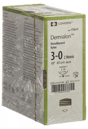 DERMALON 45cm blu 3-0 C-13 36 pezzi