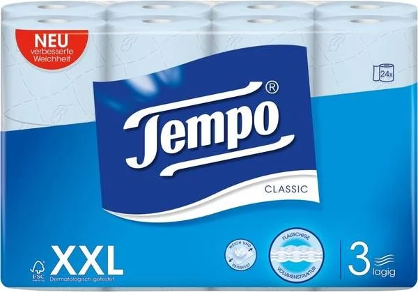 Tempo carta igienica blu 3ply 160 fogli 24 pezzi