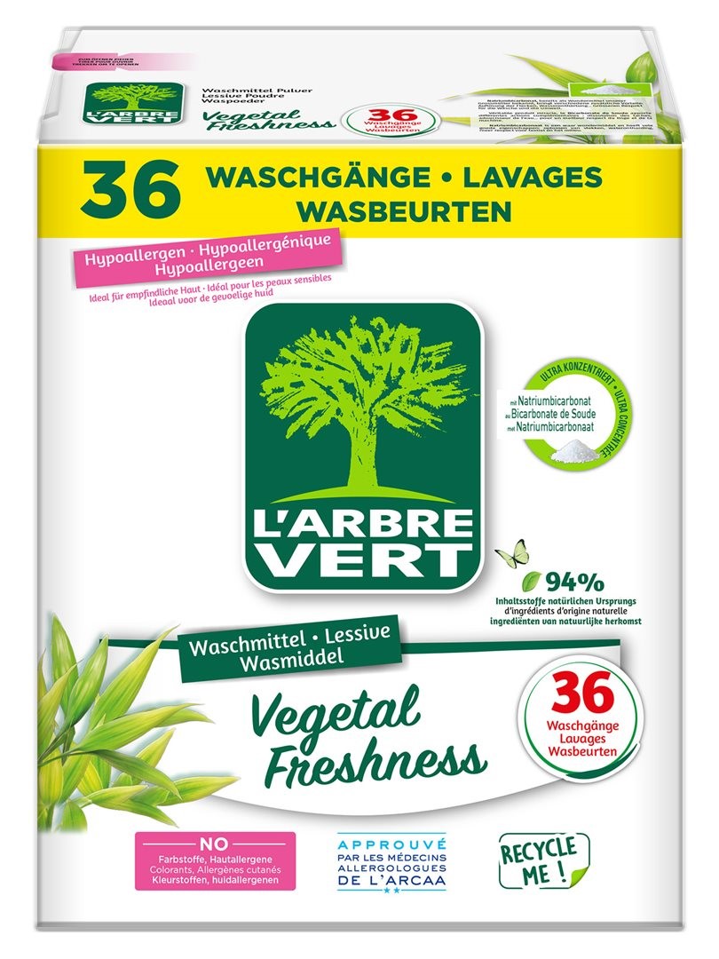 L'ARBRE VERT Detergente in polvere Vegetal Fresh 1,8 kg