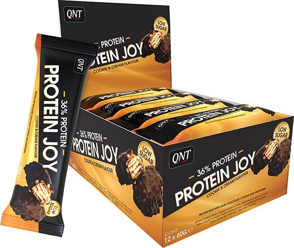 QNT Barretta Joy al 36% di proteine a basso contenuto di zuccheri e crema 12 x 60g