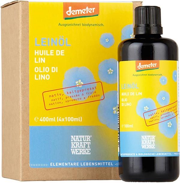 NATURKRAFTWERKE Olio di lino nativo Demeter 4 x 100ml