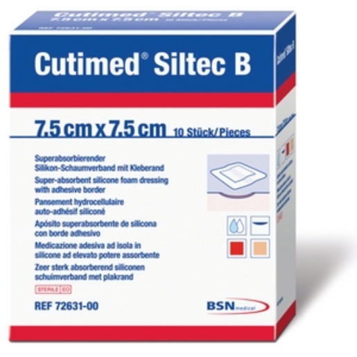 Cutimed Siltec B medicazione in schiuma di silicone 12,5x12,5 cm superassorbente 10 pezzi