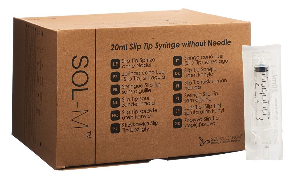 Sol-M siringa monouso 20ml SlipTip Confezione 100 pezzi