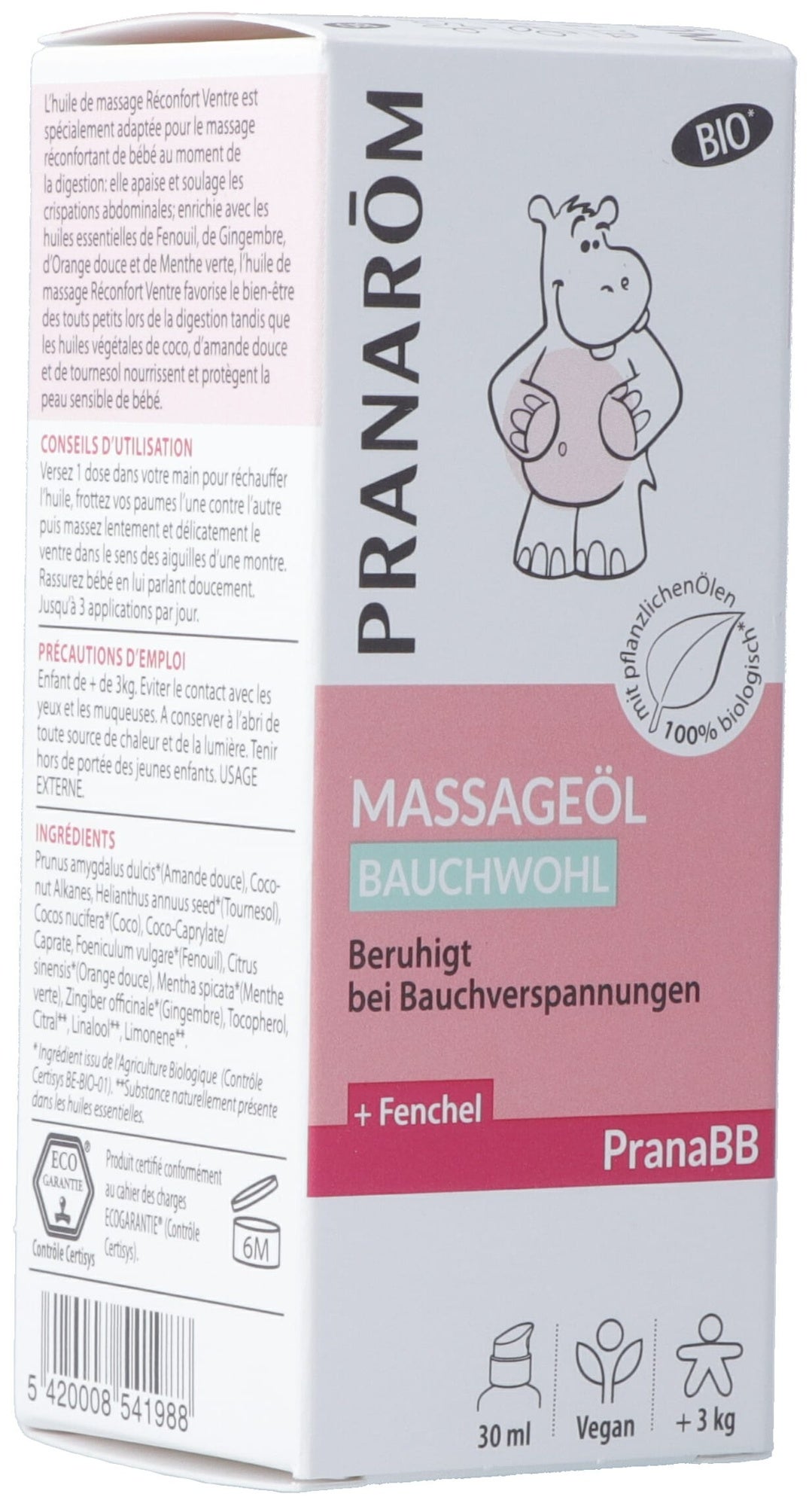 PRANAROM PranaBB olio da massaggio Bauchwohl Bio Eco 30ml