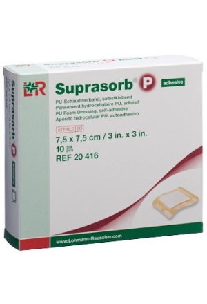 Medicazione in schiuma Suprasorb P 7,5x7,5 cm autoadesiva 10 pezzi