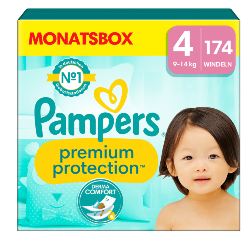 Pampers Prem Prot Gr4 9-14kg Maxi Mon Box 174 pezzi