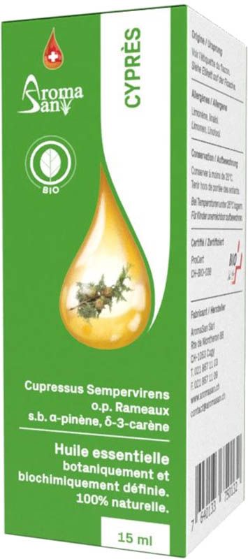 Olio essenziale di cipresso Aromasan in confezione bio 15ml
